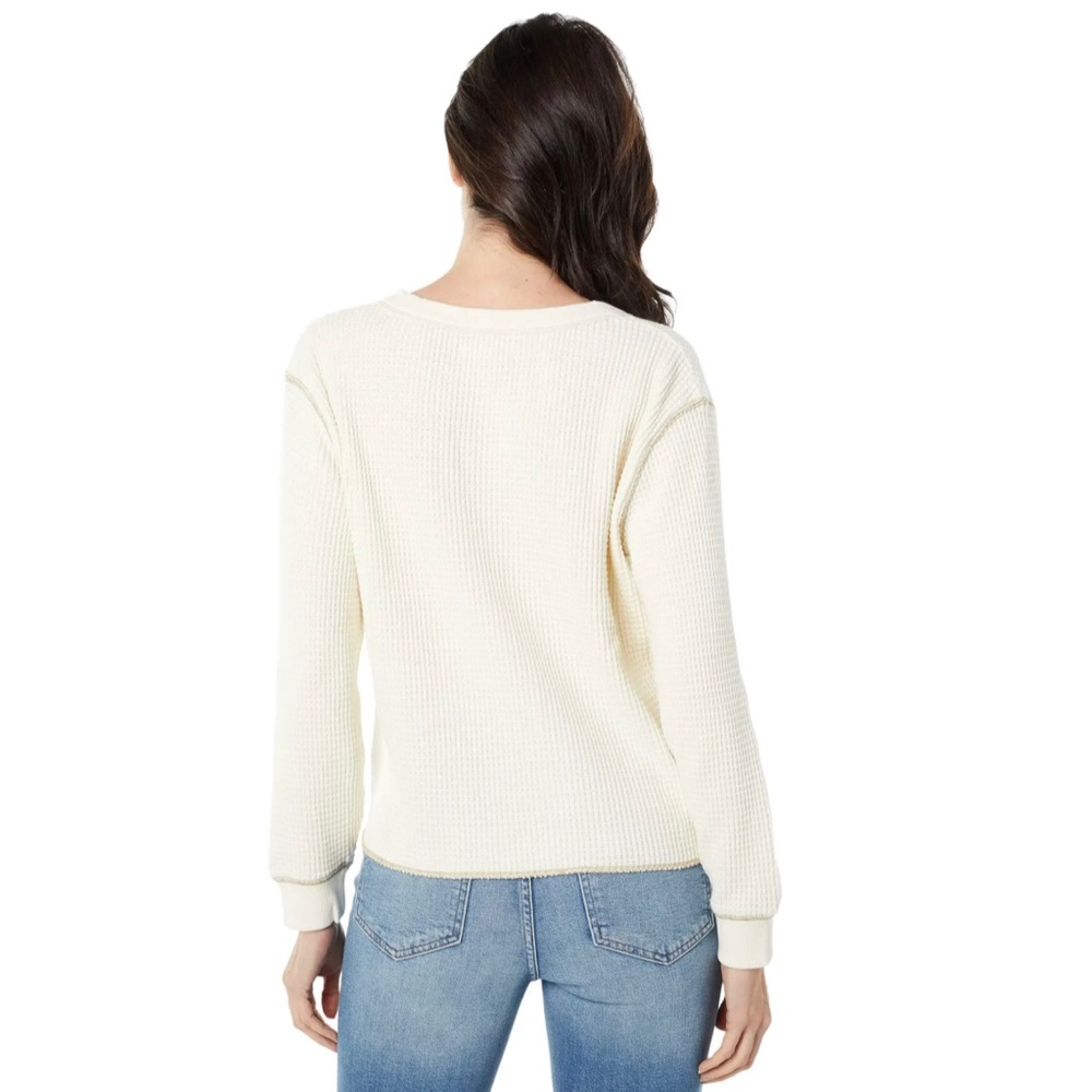 NWT Madewell Waffle Split-Neck Crop Tee, Cream, XS - Picture 5 of 5